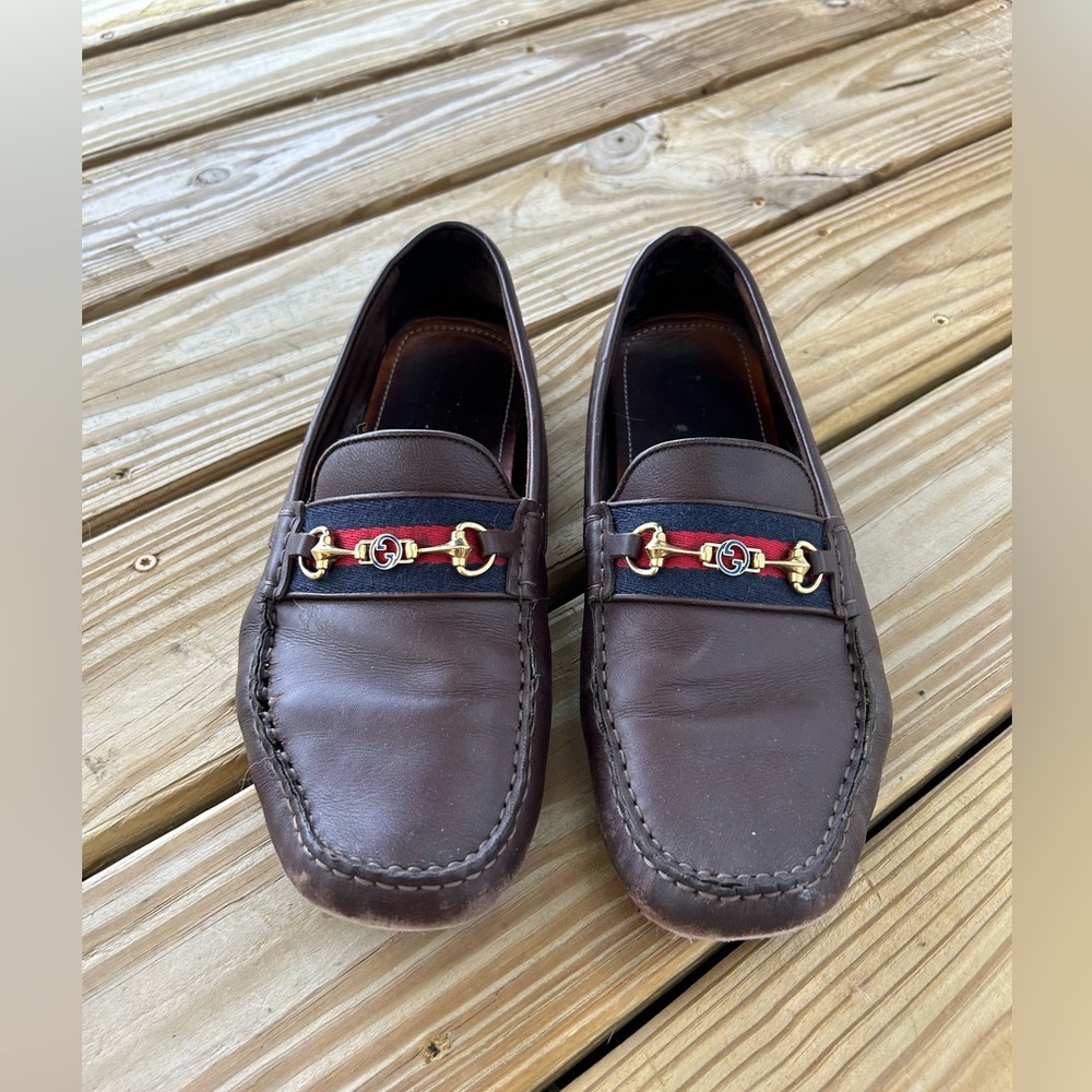 Gucci Men’s Ayrton Horsebit Web Driving Loafers
